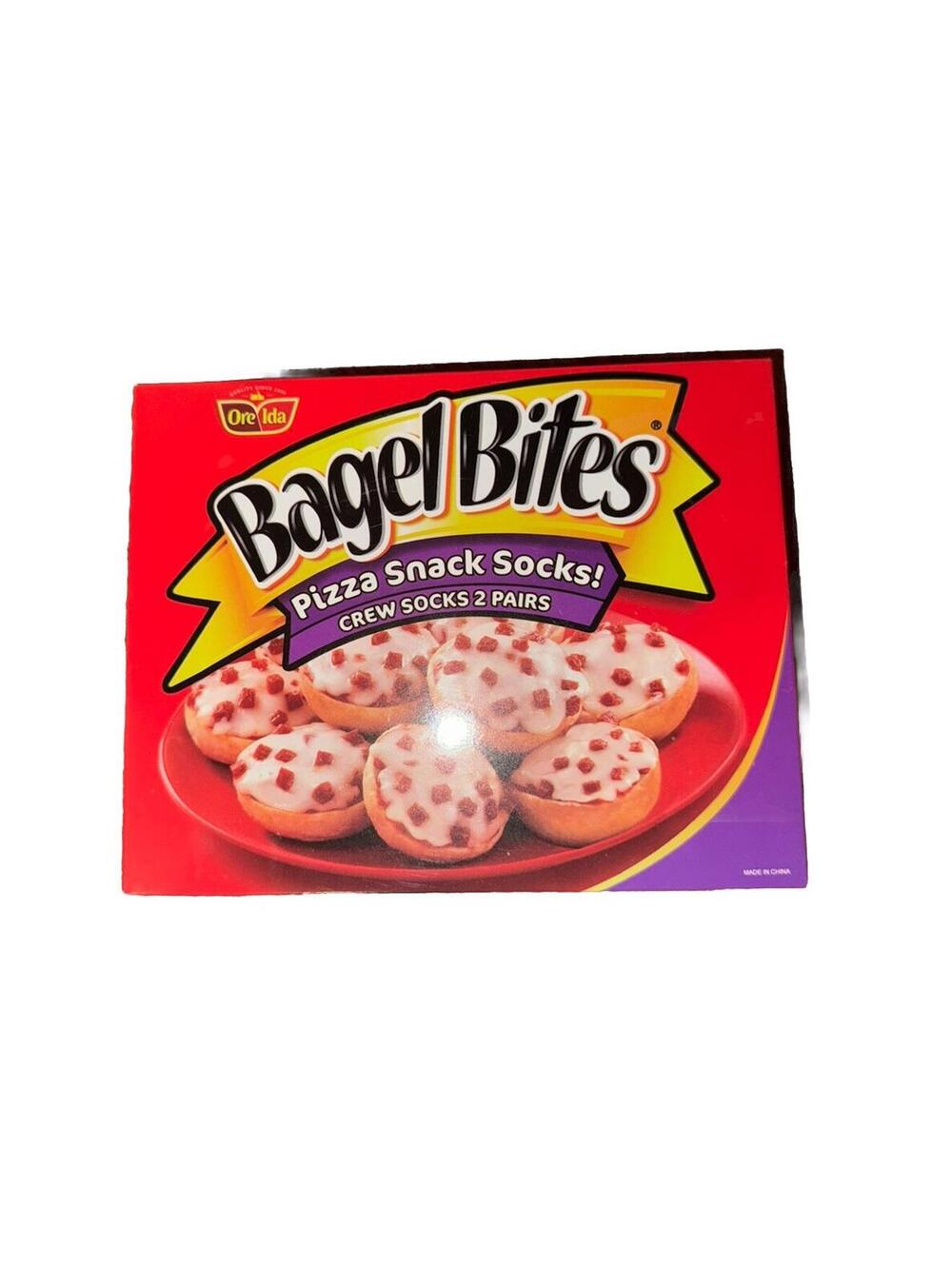 Two (2) Pairs Odd Sox Bagel Bites Crazy Socks Mini Pizza Bites Snacks Novelty